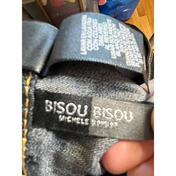 Retro Denim Ruffle Skirt Blue 8 Western Boho Indie Folk Hippie Country Farm 80s - Picture 3 of 11